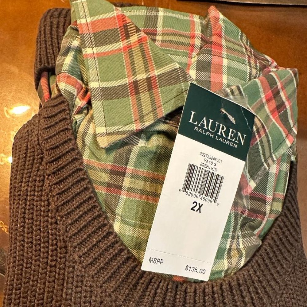 Women's Ralph Lauren Chocolate Colored Layered Sweater/ Blouse Size 2X NWT